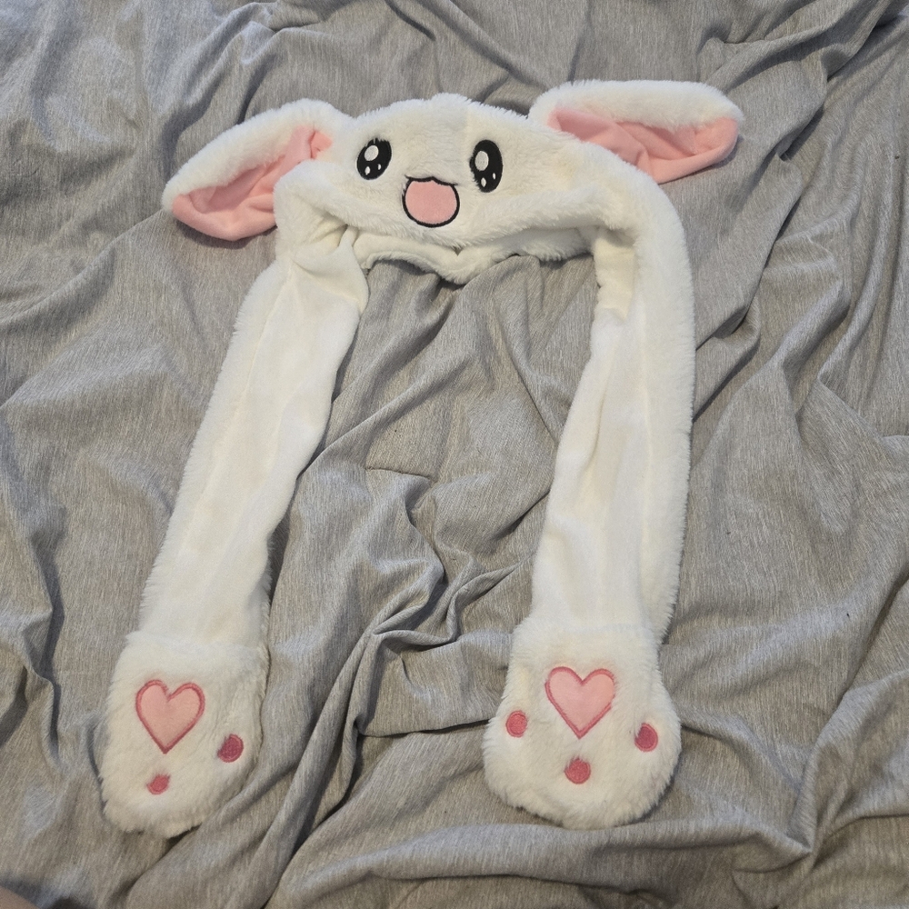 Cute White and Pink Bunny Hat